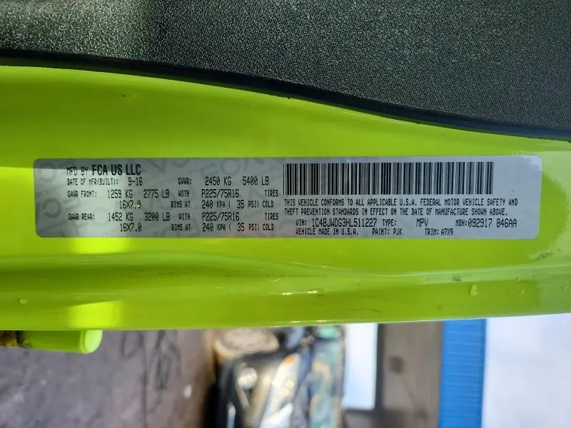 2017 JEEP WRANGLER UNLIMITED SPORT  