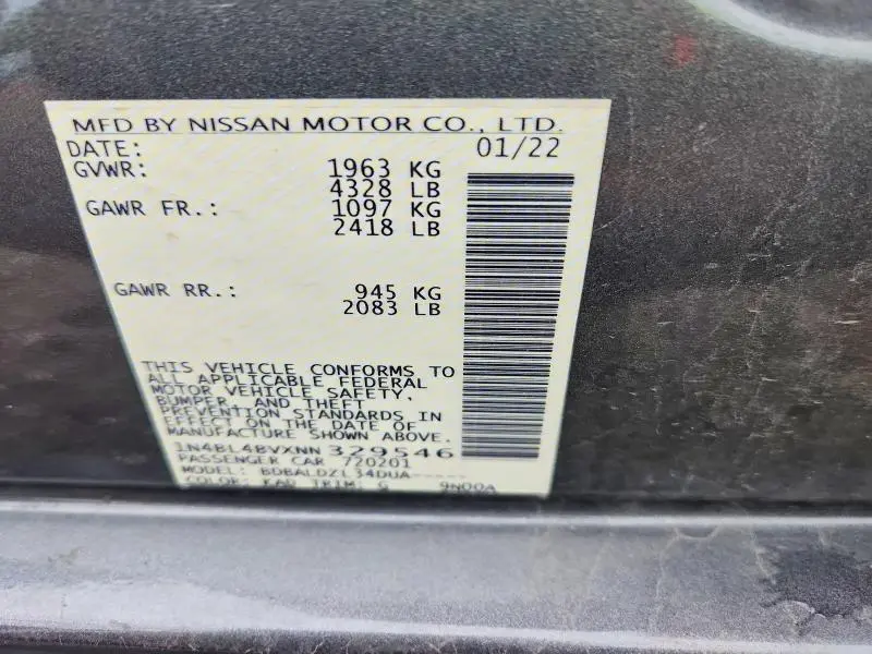 2022 NISSAN ALTIMA S  