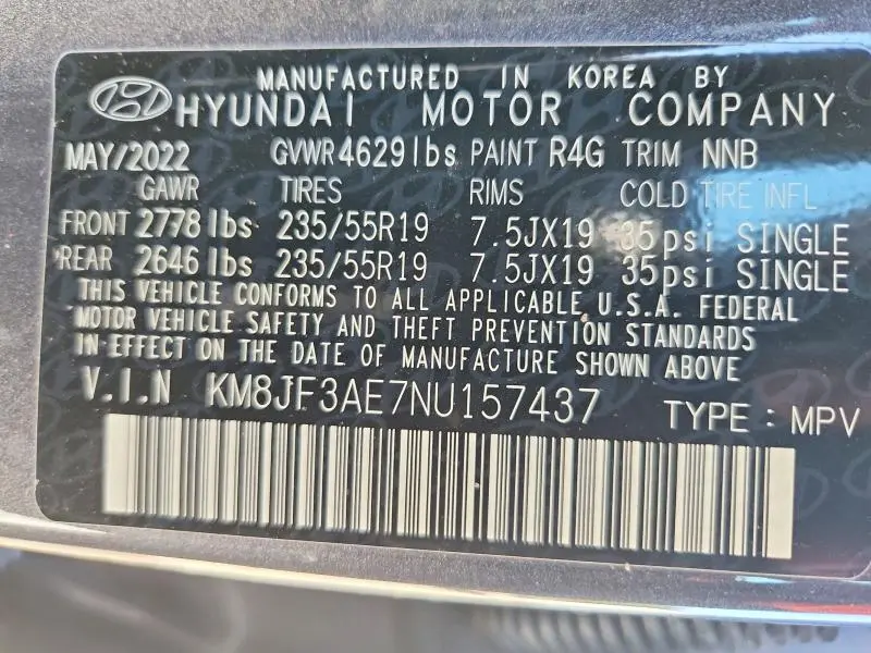 2022 HYUNDAI TUCSON XRT  