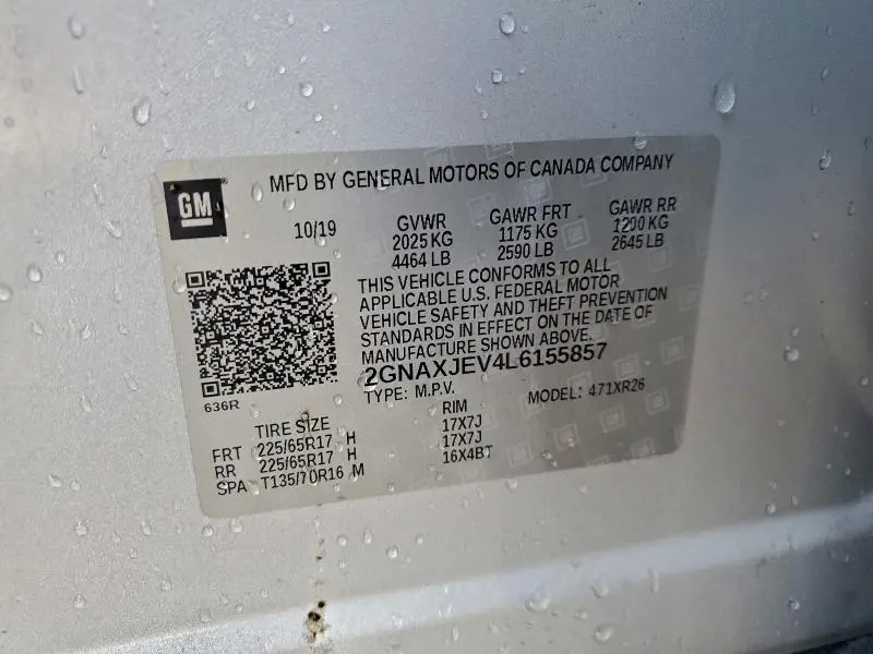 2020 CHEVROLET EQUINOX LT  