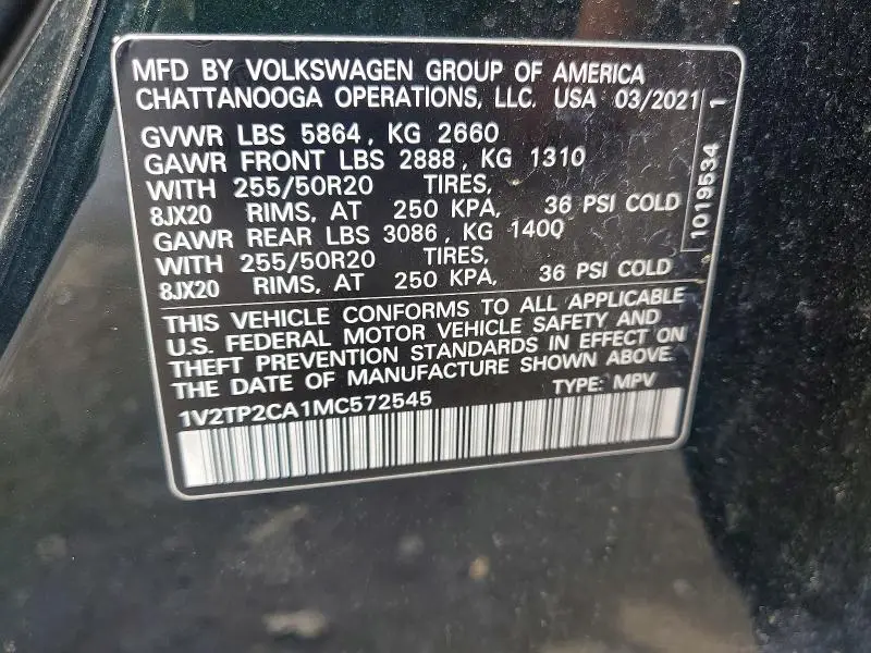2021 VOLKSWAGEN ATLAS SEL PREMIUM  