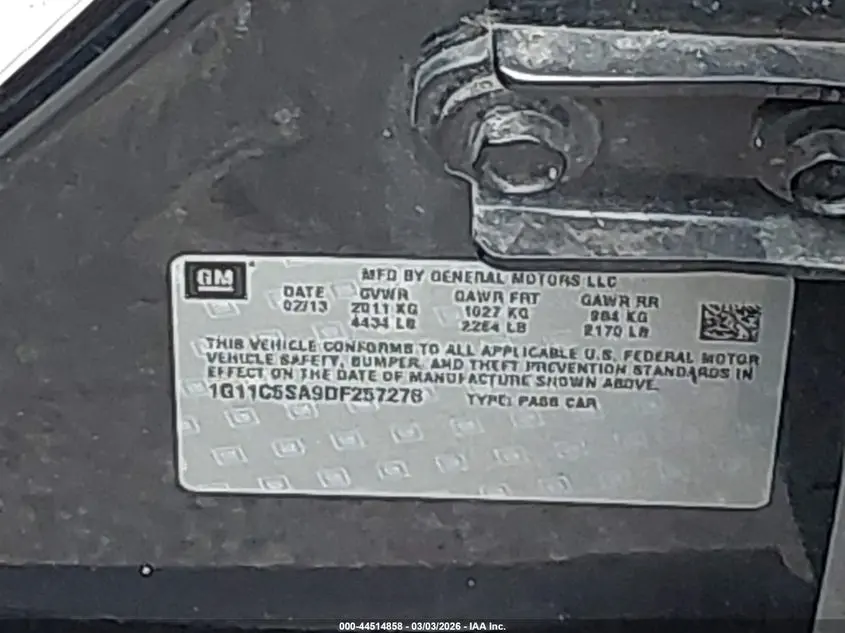 2013 CHEVROLET MALIBU 1LT