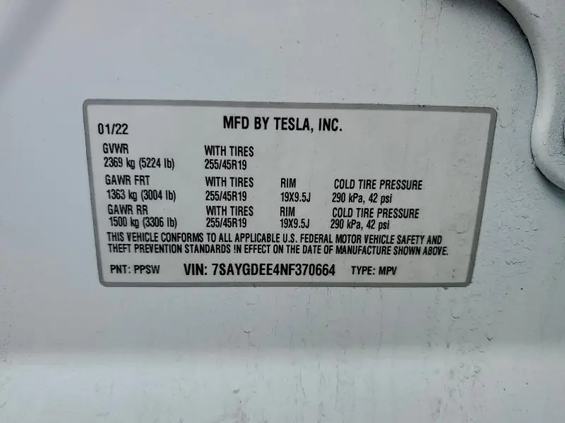 2022 TESLA MODEL Y   