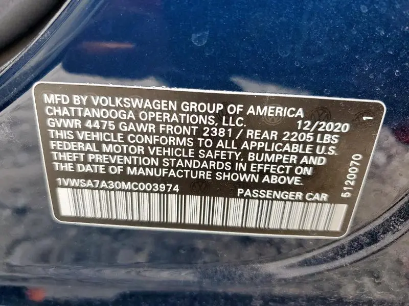 2021 VOLKSWAGEN PASSAT SE  