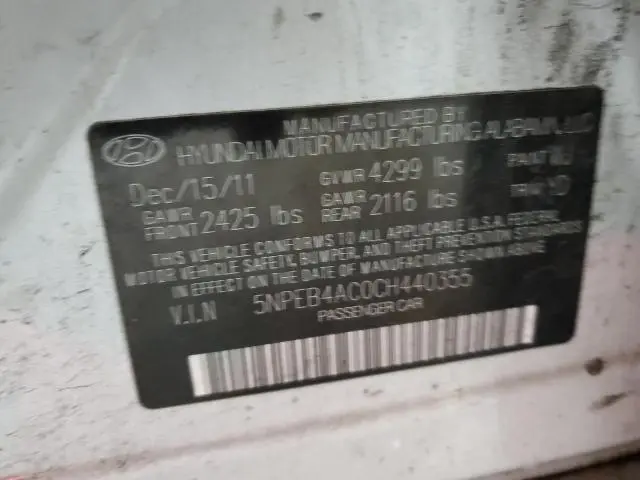 2012 HYUNDAI SONATA GLS  