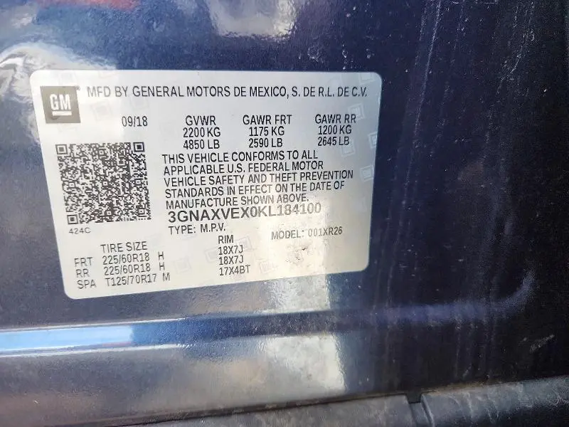 2019 CHEVROLET EQUINOX LT  