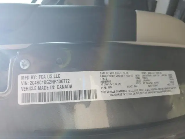 2022 CHRYSLER PACIFICA TOURING L  