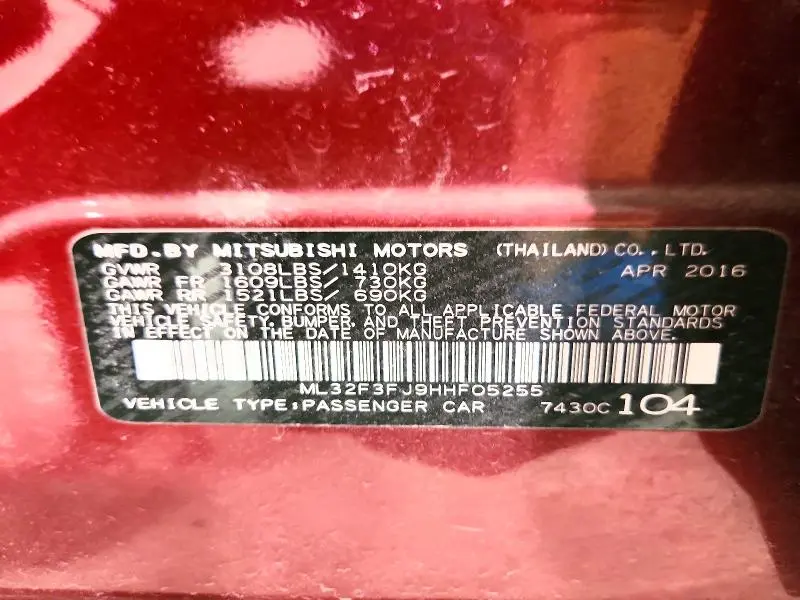 2017 MITSUBISHI MIRAGE G4 ES  