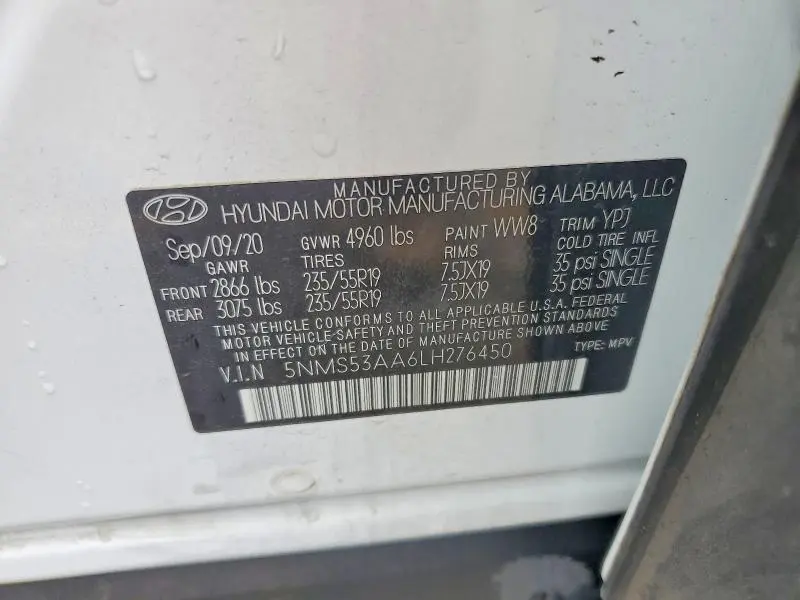 2020 HYUNDAI SANTA FE LIMITED 2.0T  