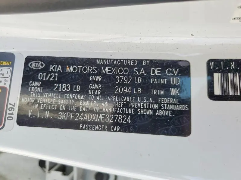 2021 KIA FORTE LXS  