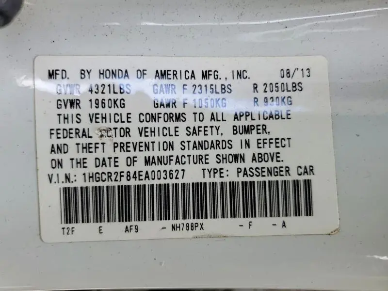 2014 HONDA ACCORD EXL  