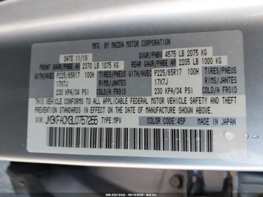 2020 MAZDA CX-5 TOURING