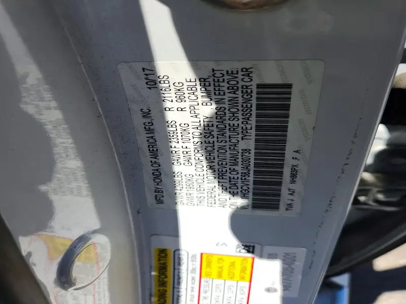 2018 HONDA ACCORD EXL  