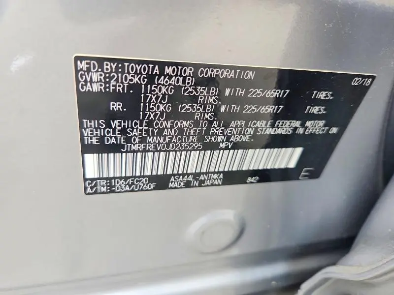 2018 TOYOTA RAV4 XLE  