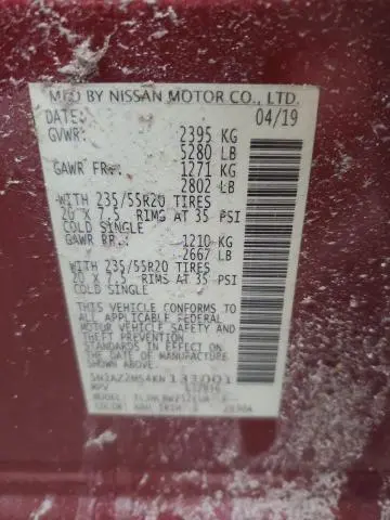 2019 NISSAN MURANO S  