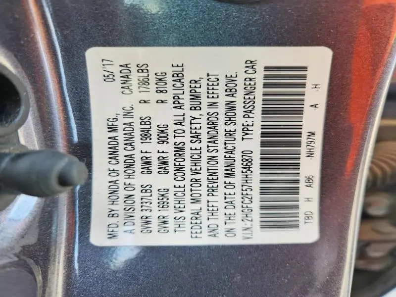 2017 HONDA CIVIC LX  