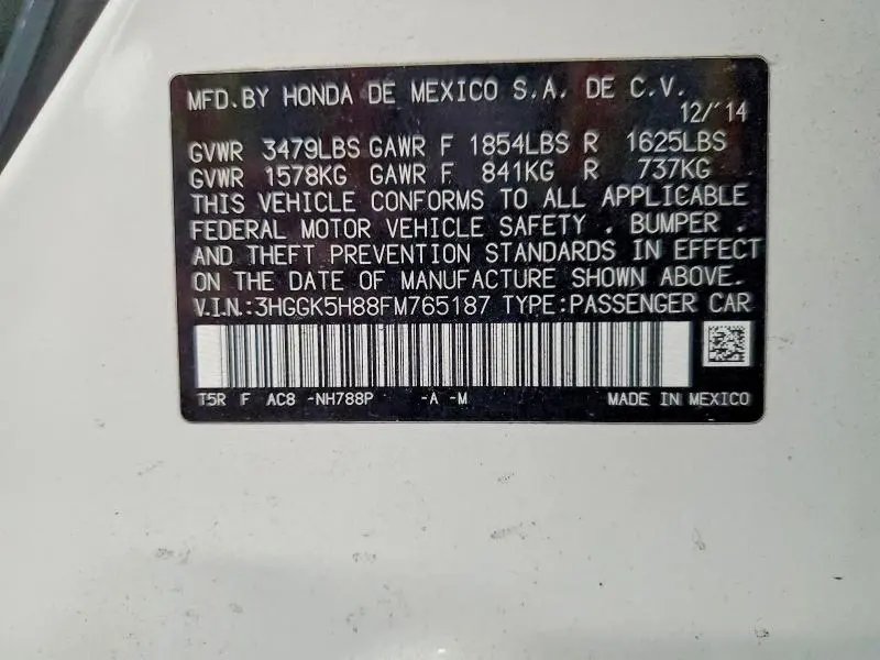 2015 HONDA FIT EX  
