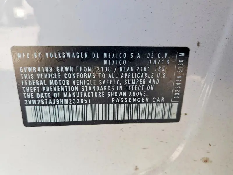 2017 VOLKSWAGEN JETTA S  
