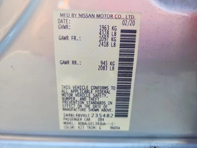2020 NISSAN ALTIMA 2.5 S  