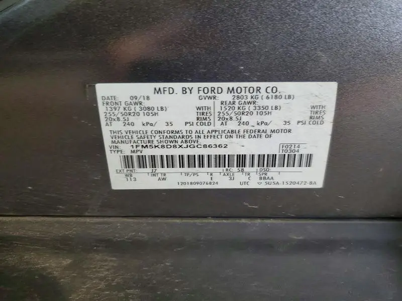 2018 FORD EXPLORER XLT  