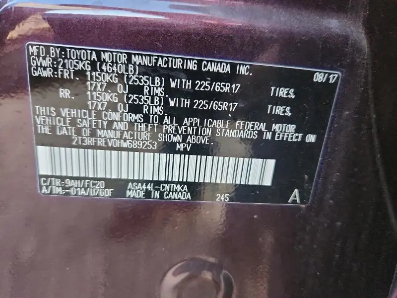 2017 TOYOTA RAV4 XLE  