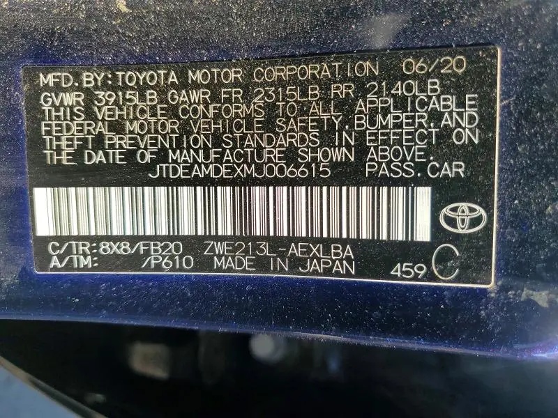 2021 TOYOTA COROLLA LE  