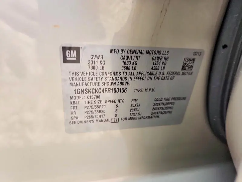2015 CHEVROLET TAHOE K1500 LTZ  