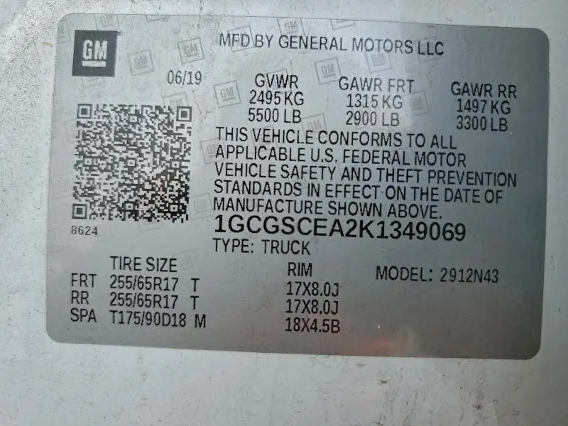 2019 CHEVROLET COLORADO LT  