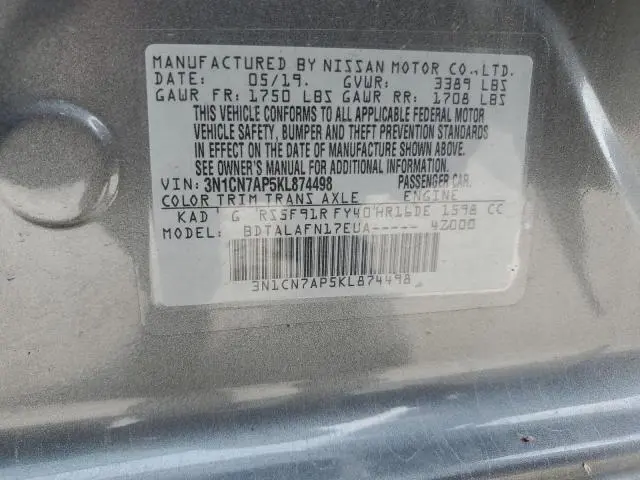 2019 NISSAN VERSA S  