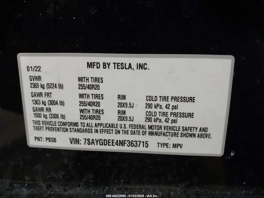 2022 TESLA MODEL Y LONG RANGE DUAL MOTOR ALL-WHEEL DRIVE