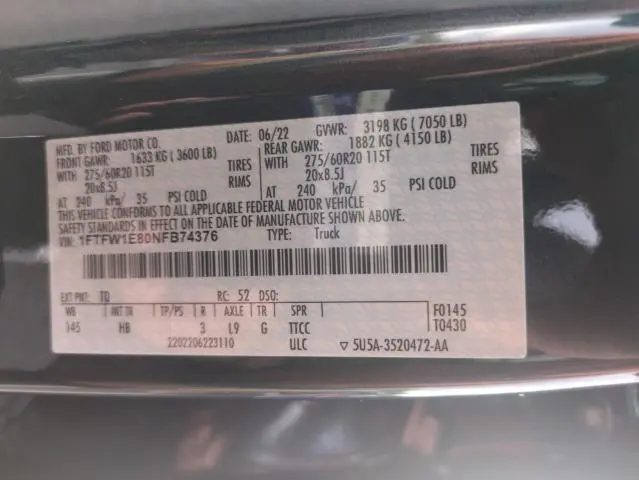 2022 FORD F150 SUPERCREW  