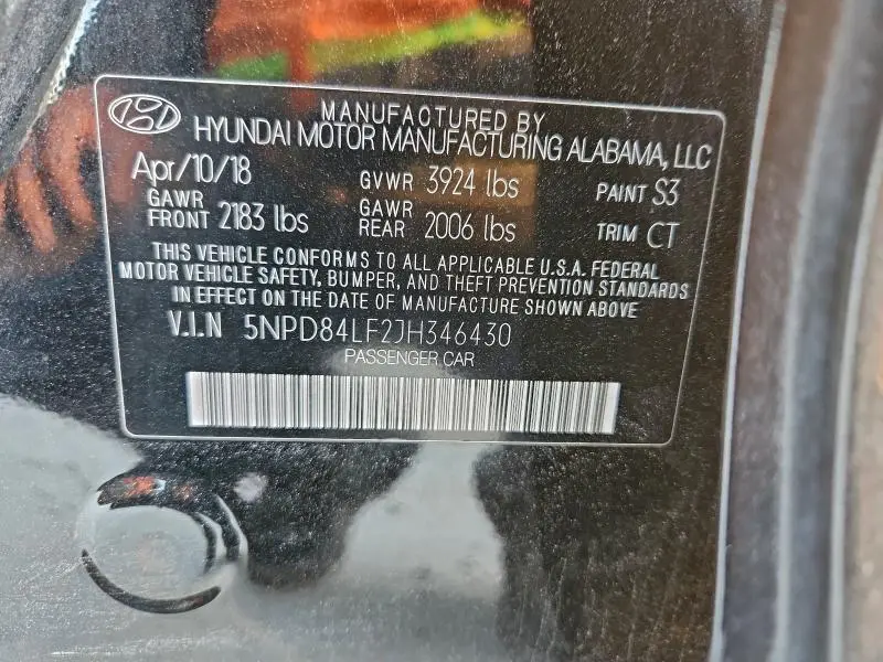 2018 HYUNDAI ELANTRA SEL  