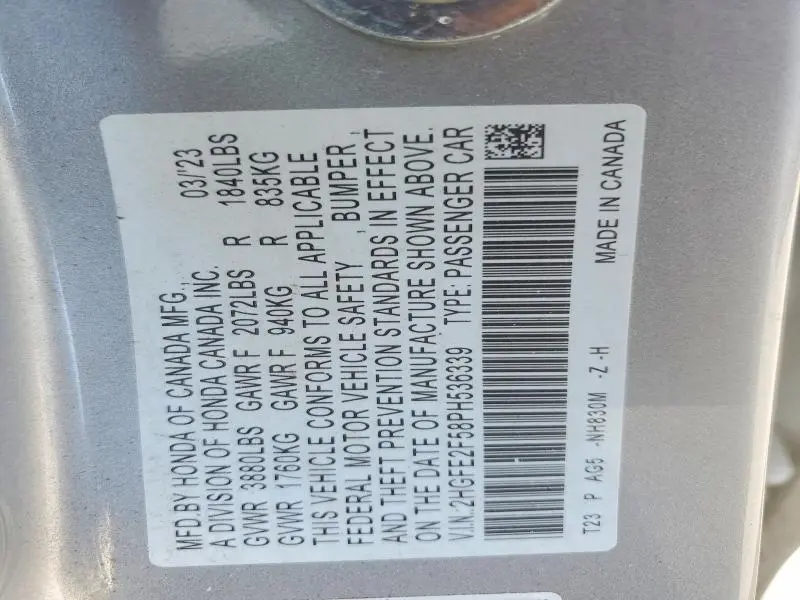 2023 HONDA CIVIC SPORT  