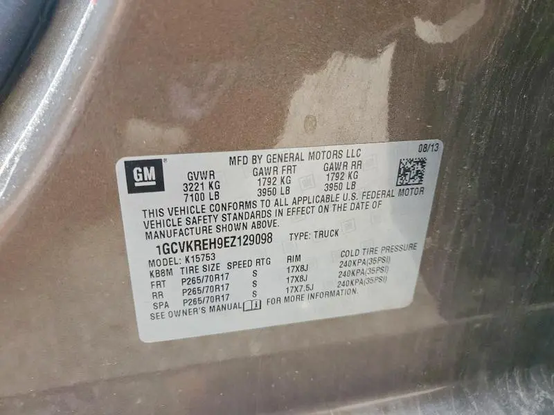 2014 CHEVROLET SILVERADO K1500 LT  
