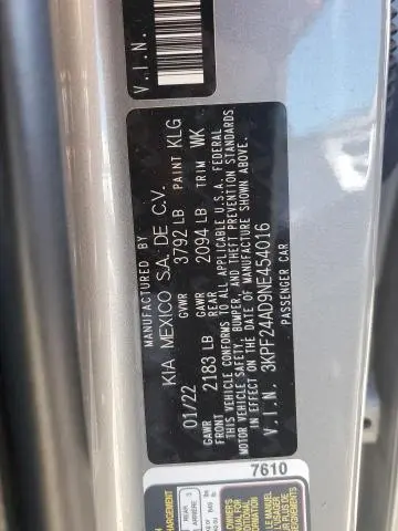 2022 KIA FORTE FE  