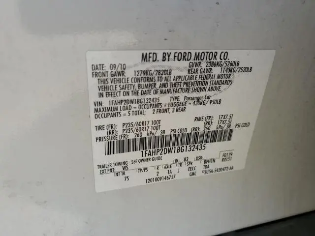 2011 FORD TAURUS SE