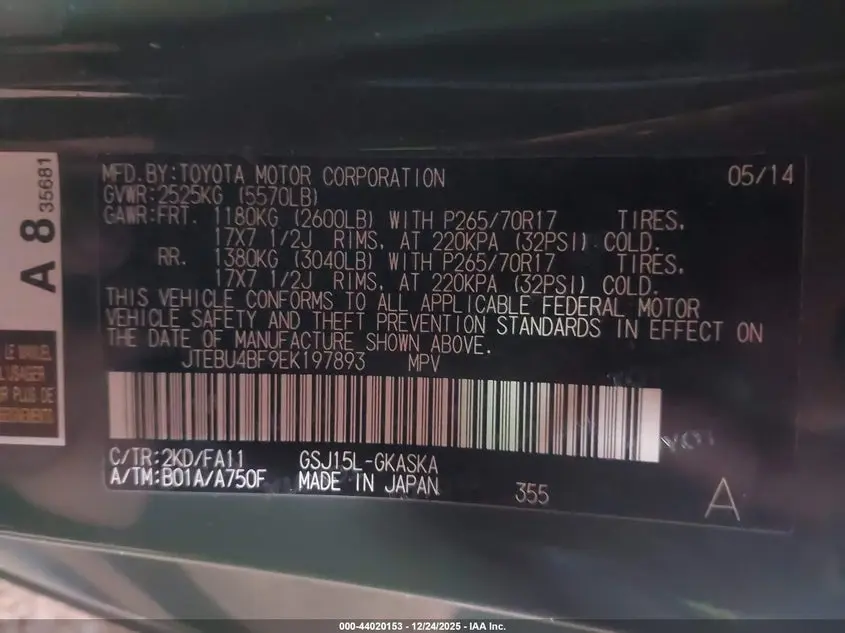 2014 TOYOTA FJ CRUISER  