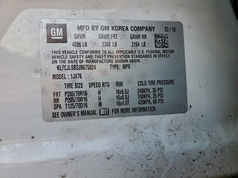 2018 CHEVROLET TRAX 1LT  