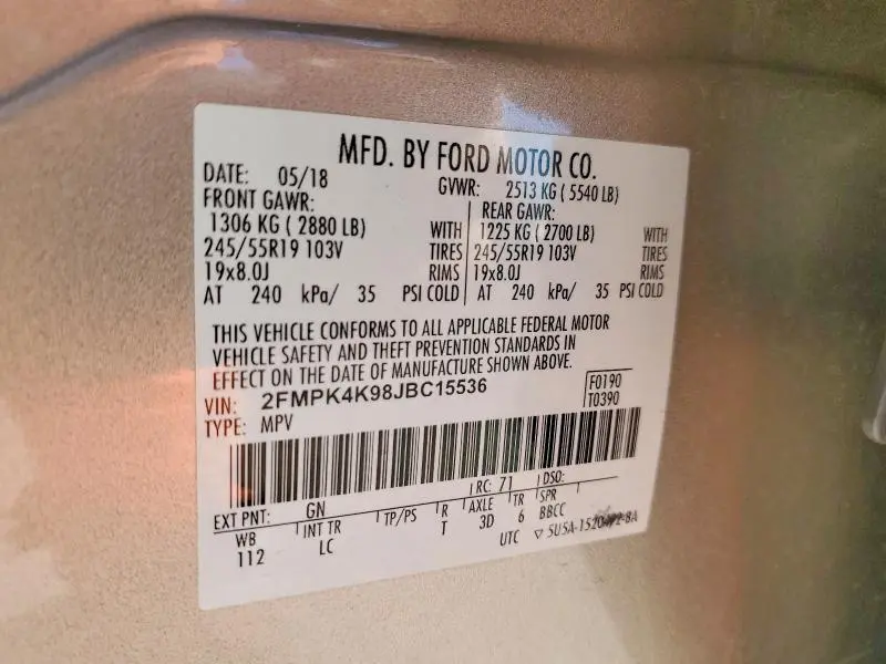 2018 FORD EDGE TITANIUM  