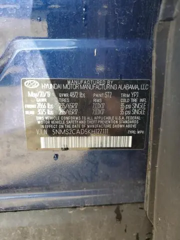 2019 HYUNDAI SANTA FE SE  