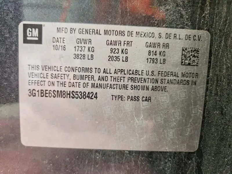 2017 CHEVROLET CRUZE LT  