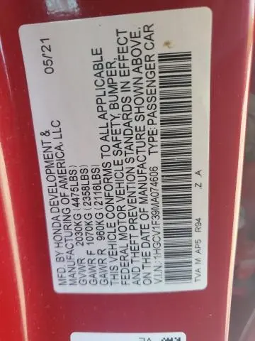 2021 HONDA ACCORD SPORT  