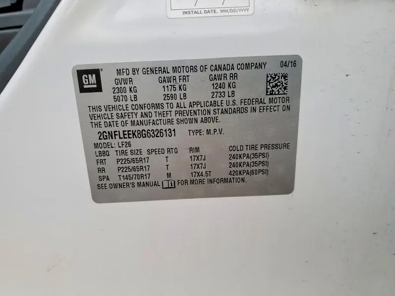 2016 CHEVROLET EQUINOX LS  