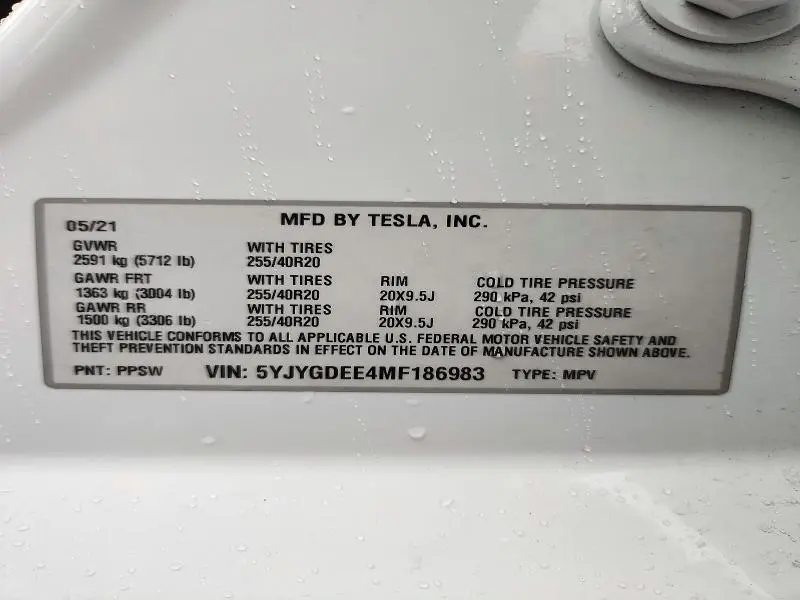 2021 TESLA MODEL Y   