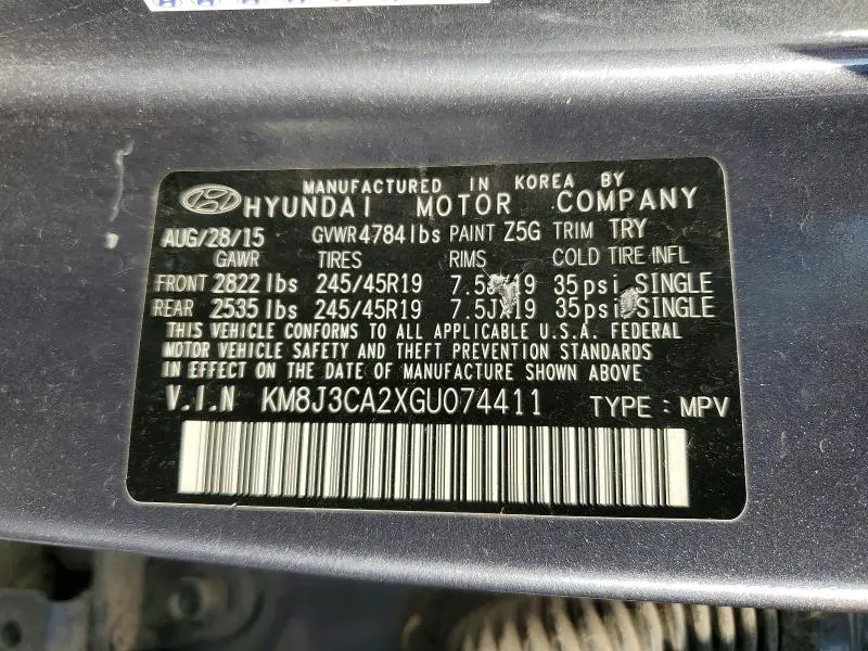 2016 HYUNDAI TUCSON LIMITED  