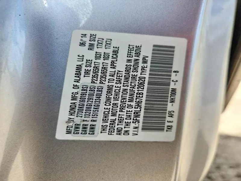 2014 HONDA ODYSSEY EXL  
