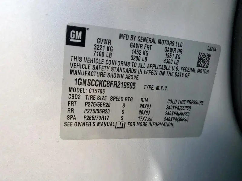 2015 CHEVROLET TAHOE C1500 LTZ  