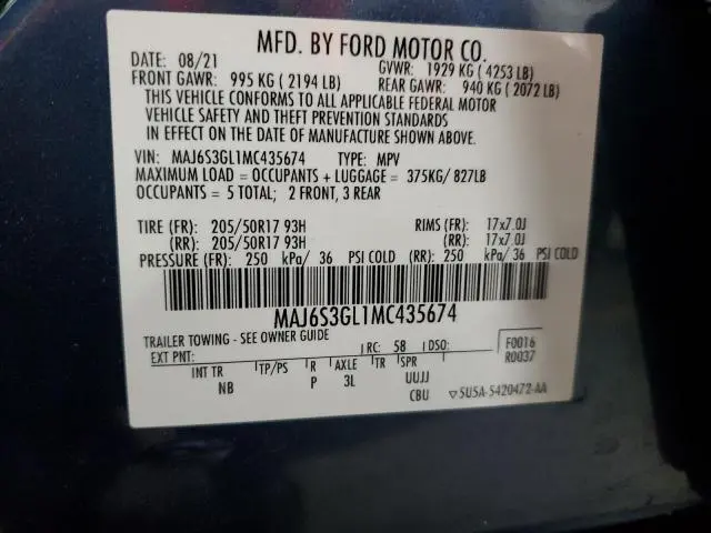2021 FORD ECOSPORT SE  