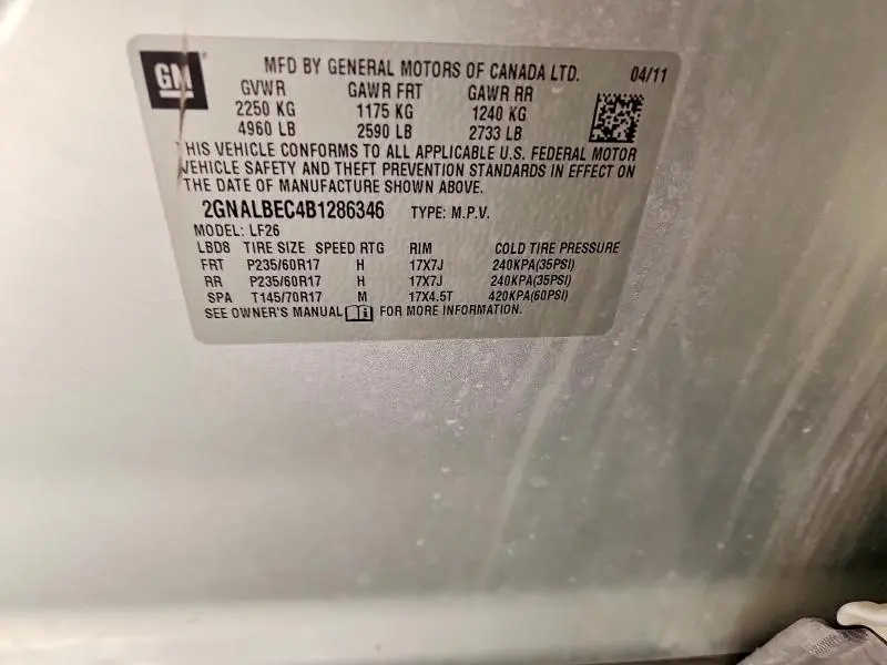 2011 CHEVROLET EQUINOX LS  