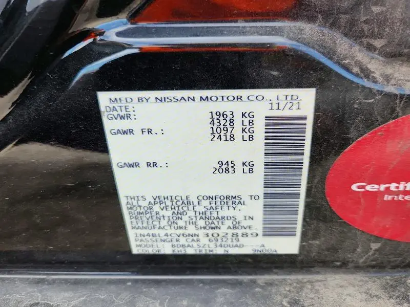 2022 NISSAN ALTIMA SR  
